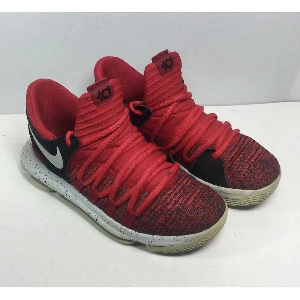 Nike Zoom KD 10 Kevin Durant Basketball Shoes Boys 6.5Y Red Lace‎ Up 918365-600